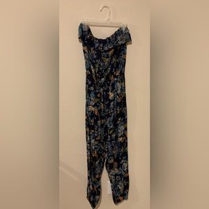 Strapless Navy Floral Jumpsuit